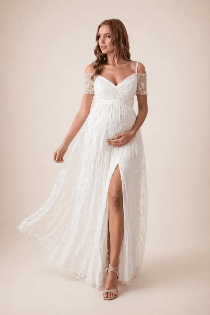 Vestido tul bordado blanco