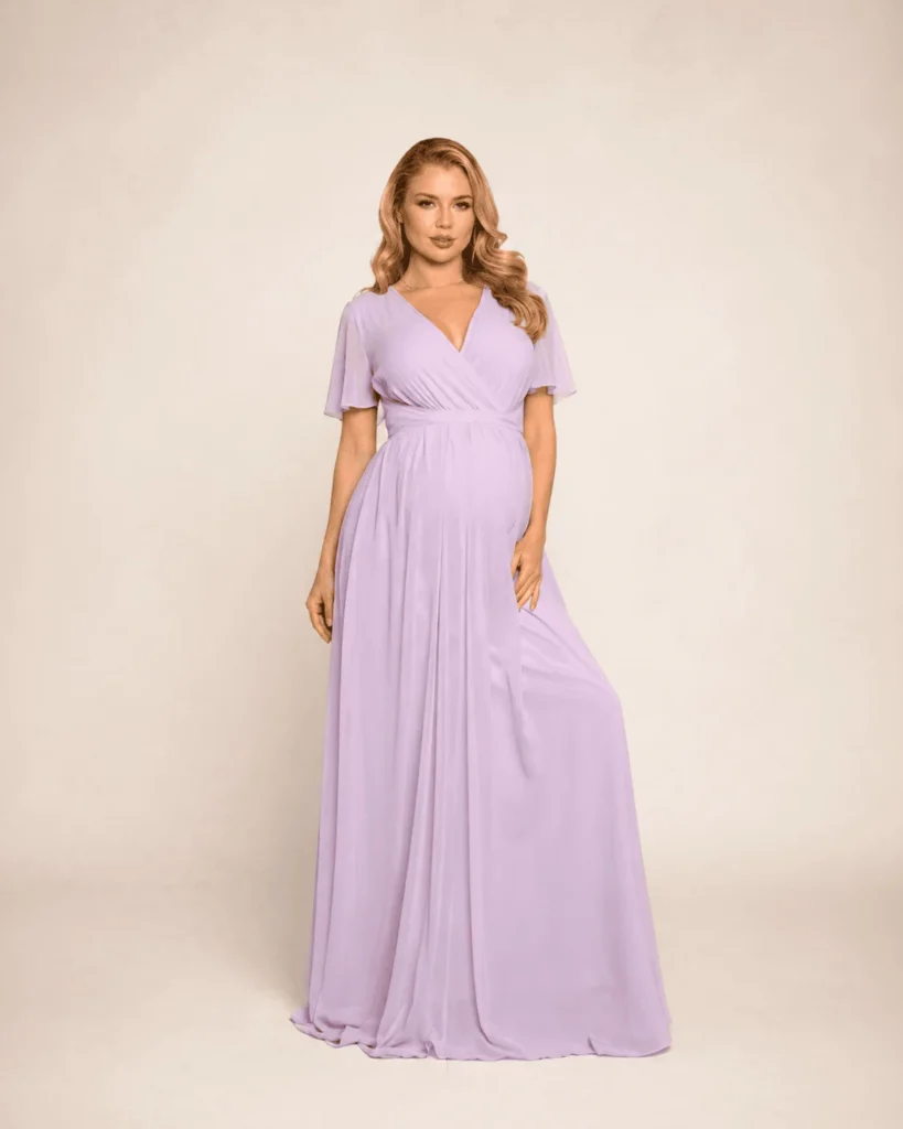 Vestido liso manga suelta lila